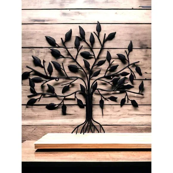 Rustic Brown Metal Tree Wall Decor Sculpture - Picture 1 of 7